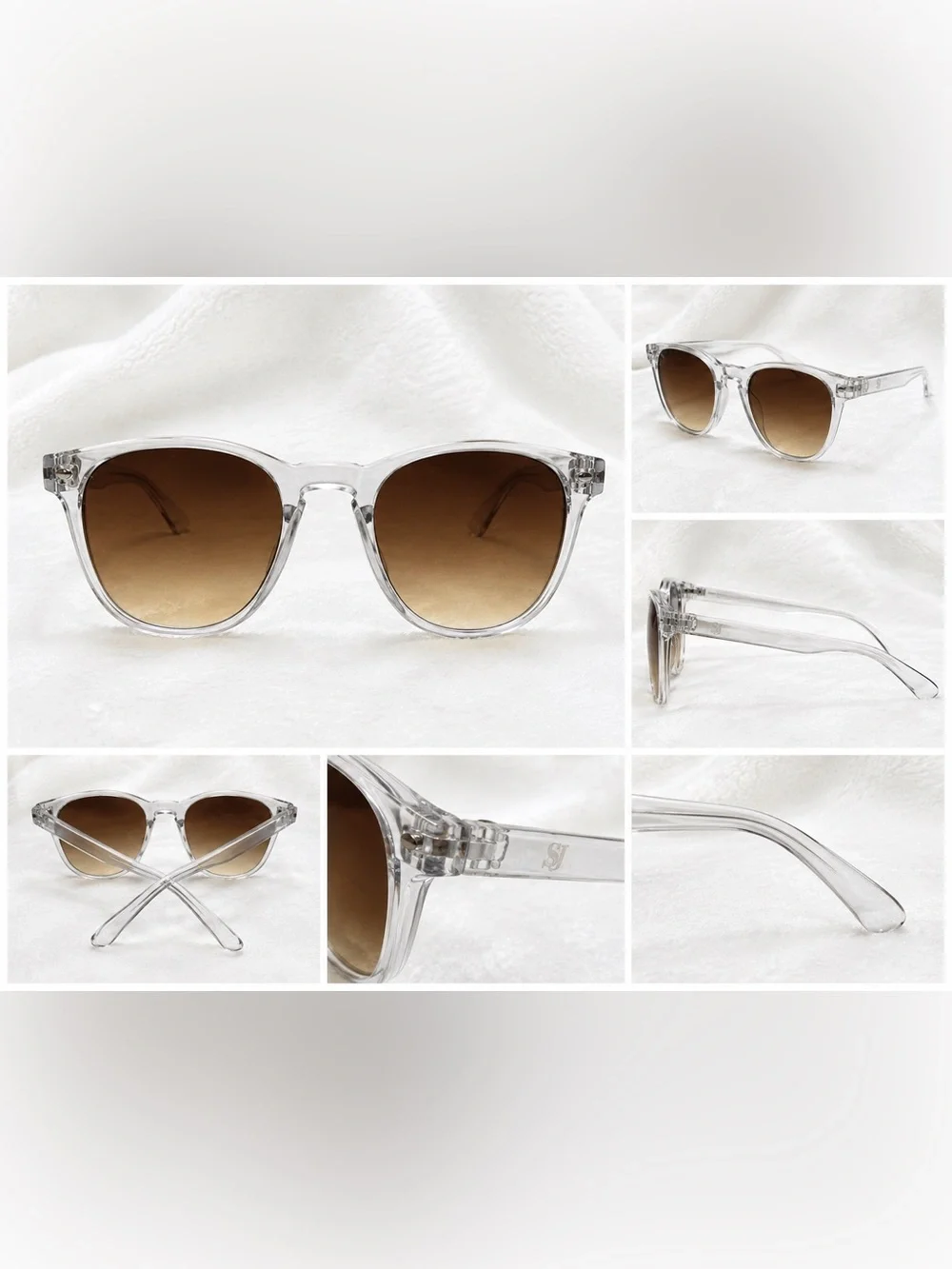 Clear Frame Sunglasses with Brown Gradient Lenses